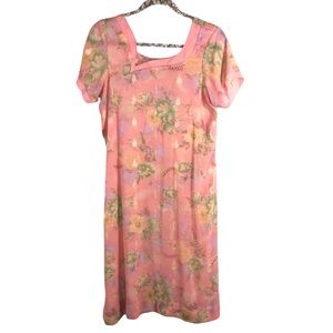 Handmade Pink Floral Semi Sheer Dress